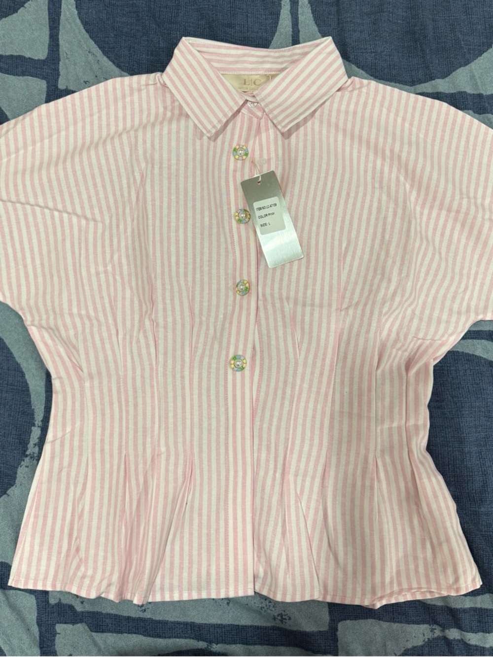 Pink and White Striped Button-Up Shirt